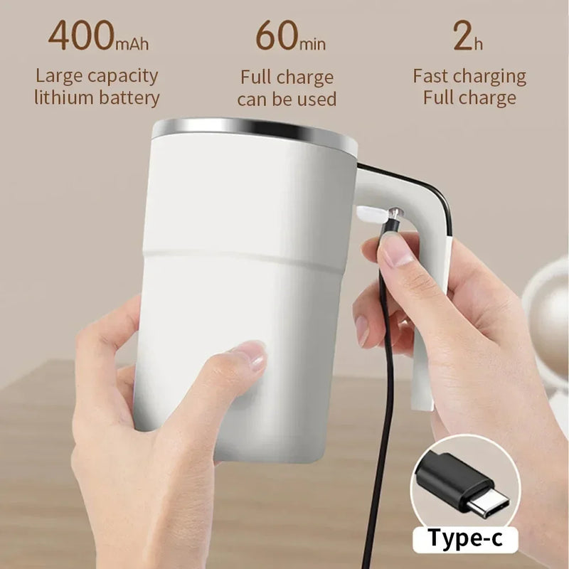 Smart Automatic Stirring Cup Rechargeable Portable LCD Screen Coffee Stainless Steel Rotating Magnetic Self Stirring Mugs